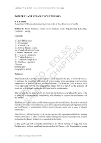 Power Plant Steam Cycle Theory - R.A