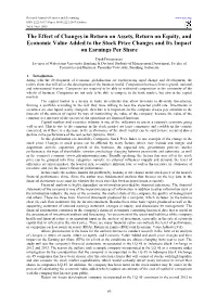 The Effect of Changes in Return on Assets, Return on Equity, and Economic Value Added to the Stock Price Changes and Its Impact on Earnings Per Share