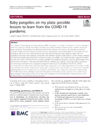 Baby Pangolins on My Plate: Possible Lessons to Learn from the COVID-19 Pandemic Gabriele Volpato, Michele F