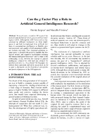 Can the G Factor Play a Role in Artificial General Intelligence Research?
