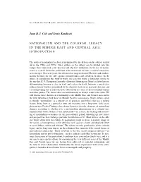 Nationalism and the Colonial Legacy in the Middle East and Central Asia: Introduction