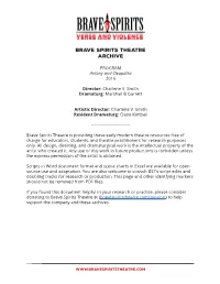 PROGRAM Antony and Cleopatra 2016