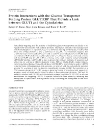 Protein Interactions with the Glucose Transporter Binding Protein GLUT1CBP That Provide a Link Between GLUT1 and the Cytoskeleton Robert C