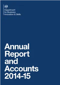 Annual Report and Accounts 2014-15 Department for Business, Innovation and Skills