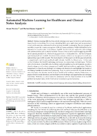 Automated Machine Learning for Healthcare and Clinical Notes Analysis
