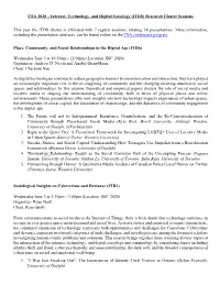 CSA 2020 – Internet, Technology, and Digital Sociology (ITDS) Research Cluster Sessions