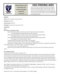 OGS FINDING AIDS 611 State Route 97 W Users of This Collection Should Credit the Ohio Genealogical Society in Any Reference Citing