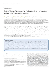 Role of Human Ventromedial Prefrontal Cortex in Learning and Recall of Enhanced Extinction