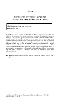The Tripartite Structure in Sugyot from Tractate Eruvin of the Babylonian Talmud