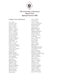 The University of Scranton Dean's List Spring Semester 2018