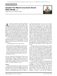 Zonulin! the Wheat Conundrum Solved (Well, Mostly …) Joseph Pizzorno, ND, Editor in Chief