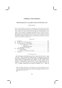 Critique and Comment the Problem of Classification In