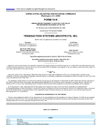 Form 10-K Transaction Systems Architects, Inc