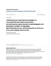 I Preparation of N-Sulfonylsulfilimines Via