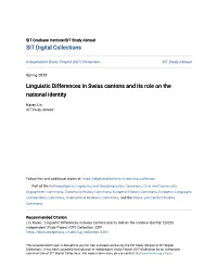 Linguistic Differences in Swiss Cantons and Its Role on the National Identity