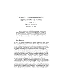 Overview of Post-Quantum Public-Key Cryptosystems for Key Exchange