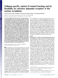 Pathway-Specific Control of Reward Learning and Its Flexibility Via Selective Dopamine Receptors in the Nucleus Accumbens