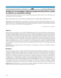 Quality of Rocoto Pepper (Capsicum Pubescens Ruiz & Pav.) Seeds In
