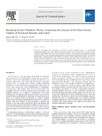 Revisiting Broken Windows Theory: Examining the Sources of the Discriminant Validity of Perceived Disorder and Crime☆