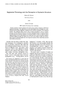 Segmental Phonology and the Perception of Syntactic Structure