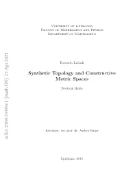 Synthetic Topology and Constructive Metric Spaces