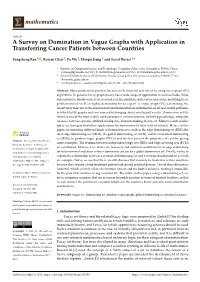 A Survey on Domination in Vague Graphs with Application in Transferring Cancer Patients Between Countries