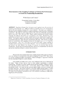 Determination of the Sampling Technique to Estimate the Performance at Grade Five-Scholarship Examination