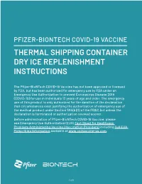 Thermal Shipping Container Dry Ice Replenishment Instructions
