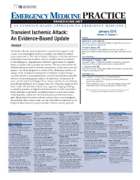 Transient Ischemic Attack: an Evidence-Based Update