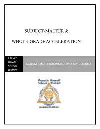 Academic Acceleration Guidelines & Procedures