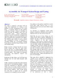 Aeromobile Air Transport System Design and Testing
