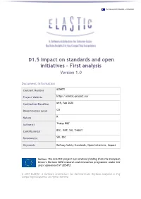 D1.5 Impact on Standards and Open Initiatives - First Analysis