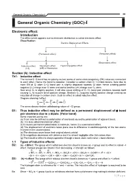 Electronic Effect: Introduction the Effect Which Appears Due to Electronic Distribution Is Called Electronic Effect
