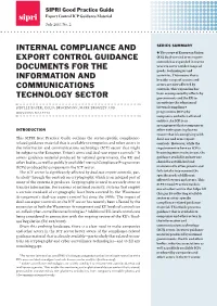 Internal Compliance and Export Control Guidance Documents for The