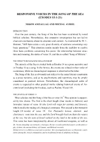 Responsive Voices in the Song of the Sea (Exodus 15:1-21)