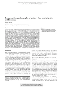 The Contractile Vacuole Complex of Protists – New Cues to Function and Biogenesis