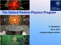 The Oxford Particle Physics Program