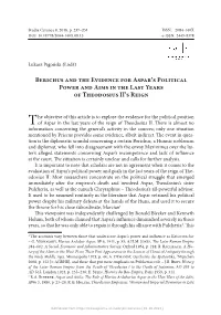 Berichus and the Evidence for Aspar's Political Power and Aims in the Last Years of Theodosius II's Reign
