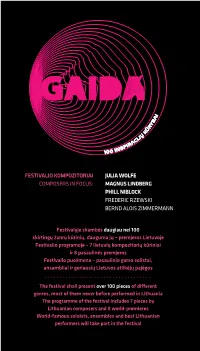 Julia Wolfe Magnus Lindberg Phill Niblock Frederic