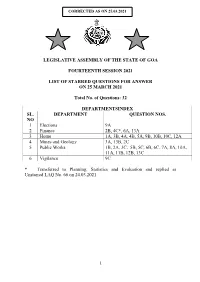 Legislative Assembly of the State of Goa Fourteenth Session 2021