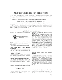 Marks Published for Opposition