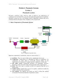 Pneumatic Systems Lecture 1 Pneumatic System