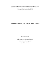 Transitivity, Valency, and Voice