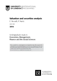 Valuation and Security Analysis (Pdf)
