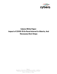 Cybera White Paper: Impact of COVID-19 on Rural Internet in Alberta, and Necessary Next Steps