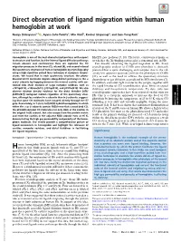 Direct Observation of Ligand Migration Within Human Hemoglobin at Work