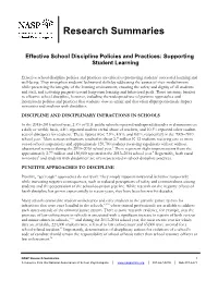 Effective School Discipline Policies and Practices: Supporting Student Learning