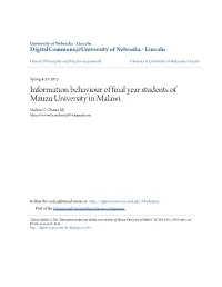 Information Behaviour of Final Year Students of Mzuzu University in Malawi