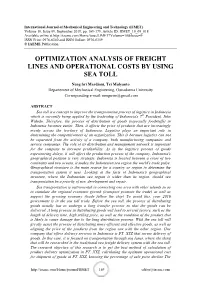 Optimization Analysis of Freight Lines and Operational Costs by Using Sea Toll