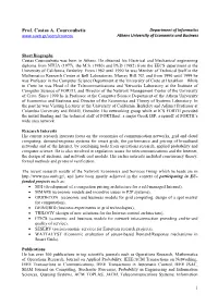 Prof. Costas A. Courcoubetis Department of Informatics Athens University of Economics and Business